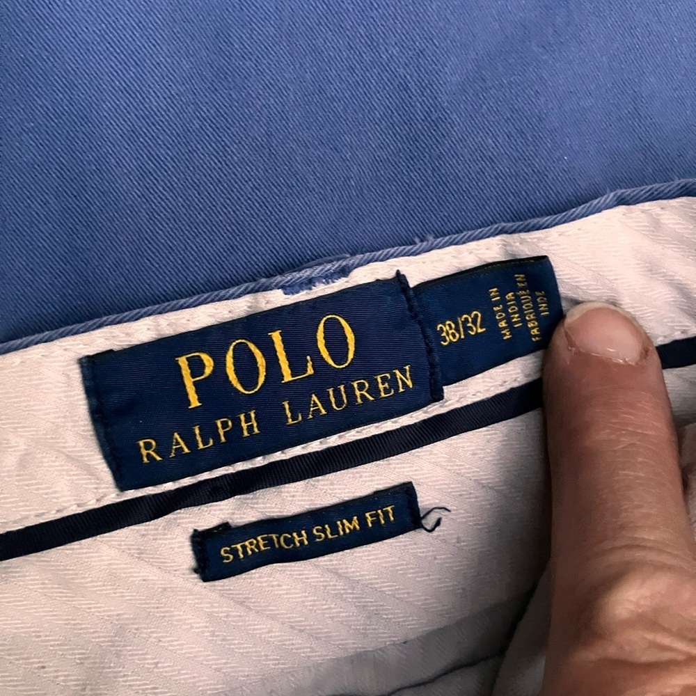 1980’s Polo Ralph Lauren Men's Classic Blue Chinos *damaged* stretch slim fit 38 - Picture 2 of 10